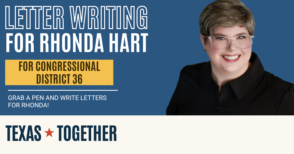 Letter Writing for Rhonda Hart in CD 36